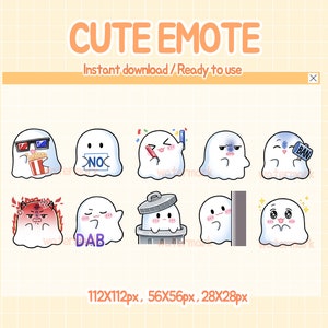 Twitch cute ghost emotes, discord emote.
