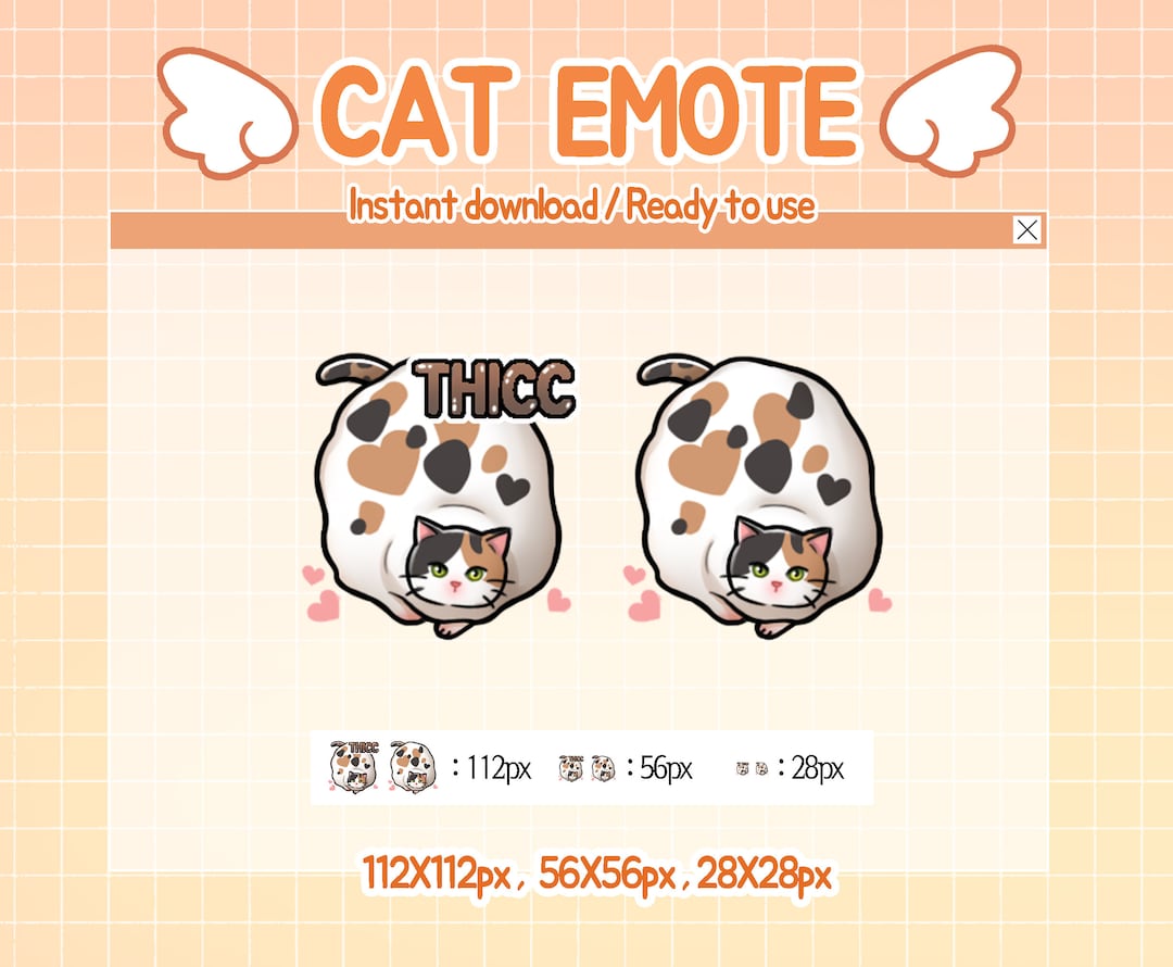 Twitch Emote Funny Cat Thicc Text Emotes (digital Download) - Etsy
