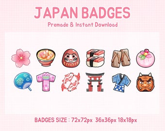 Twitch badge set japanese sakura japan sub bit (digital download)