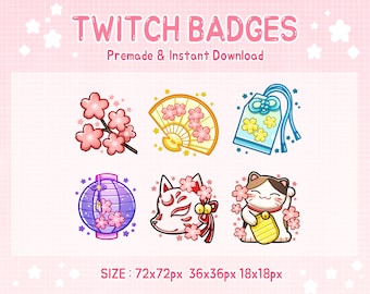 Twitch badges kawaii japan sub badge for stream (digital download)