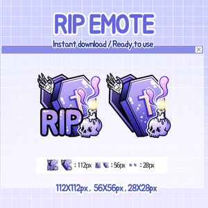 Twitch emotes, halloween emotes, text emote RIP.