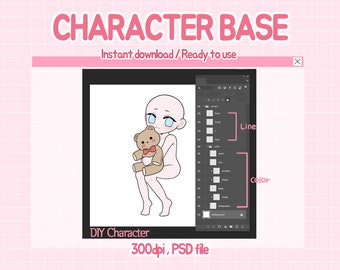 10 Cute Kawaii HD Chibi Bases DIY Anime Poses Layered PSD 