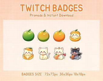 Twitch badges orange cat for stream sub badge (digital download)