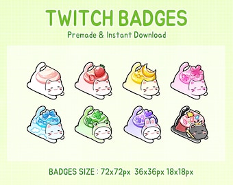Twitch badges anime kawaii cat sub badge (digital download)
