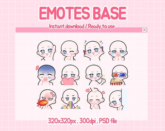 Chibi Emote Base set: DIY Twitch/Discord PSD Emotes (デジタルダウンロード)
