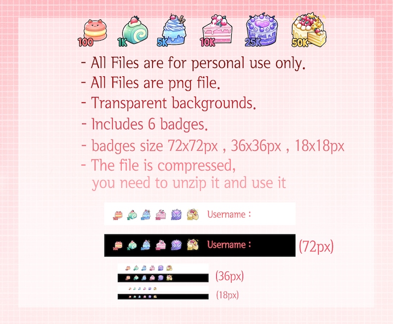 Cute cake bit twtich sub badges for stream. image 3