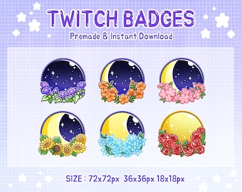 Twitch badges moon flower sub badge (digital download)