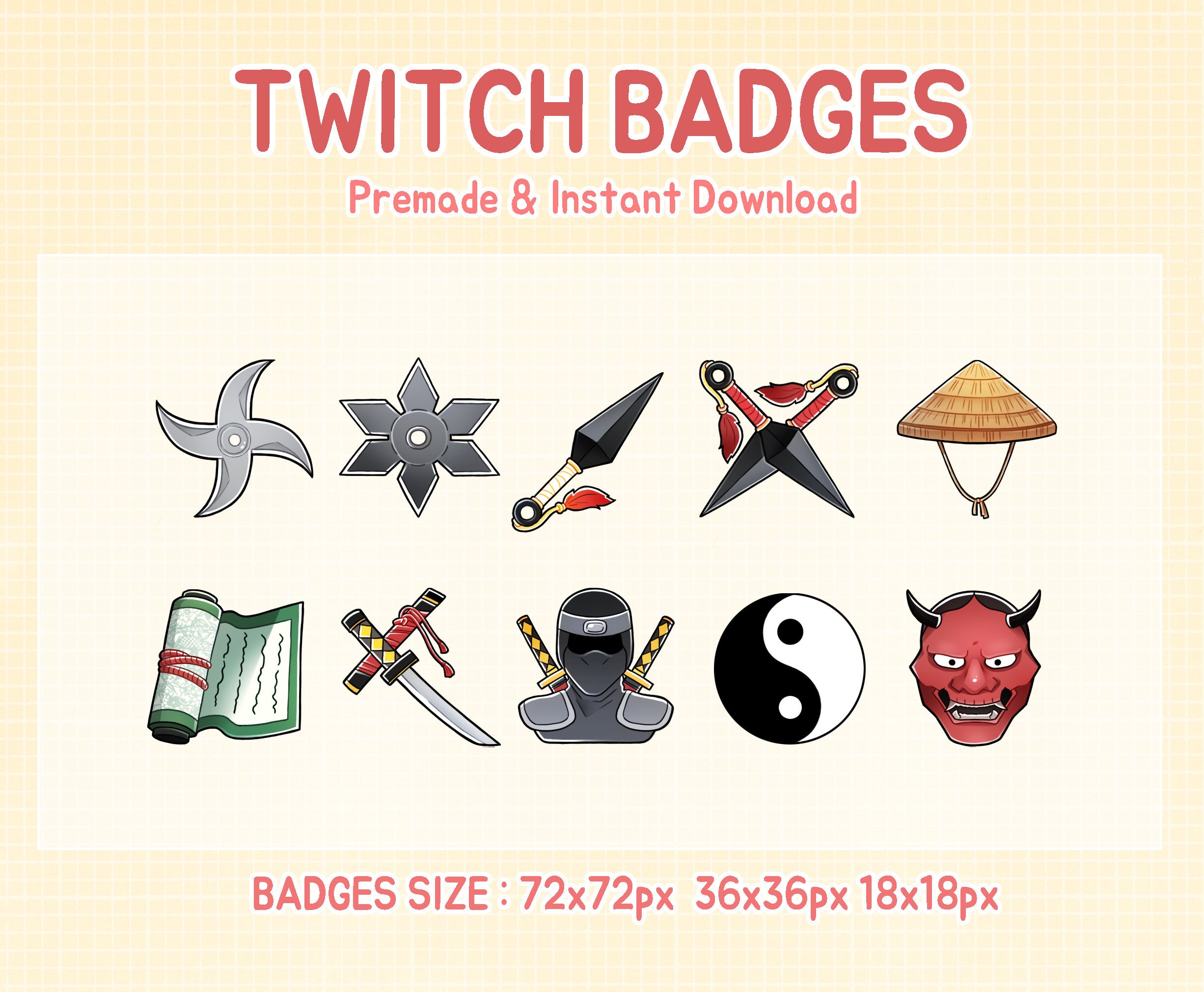Twitch badges Japan Ninja sub bit badge (digital download)