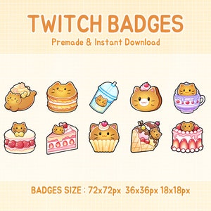 Twitch badges cute ginger cat cake sub bit badge.