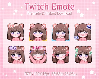 Streamer Girl twitch emote pack kawaii emotes (digital download)