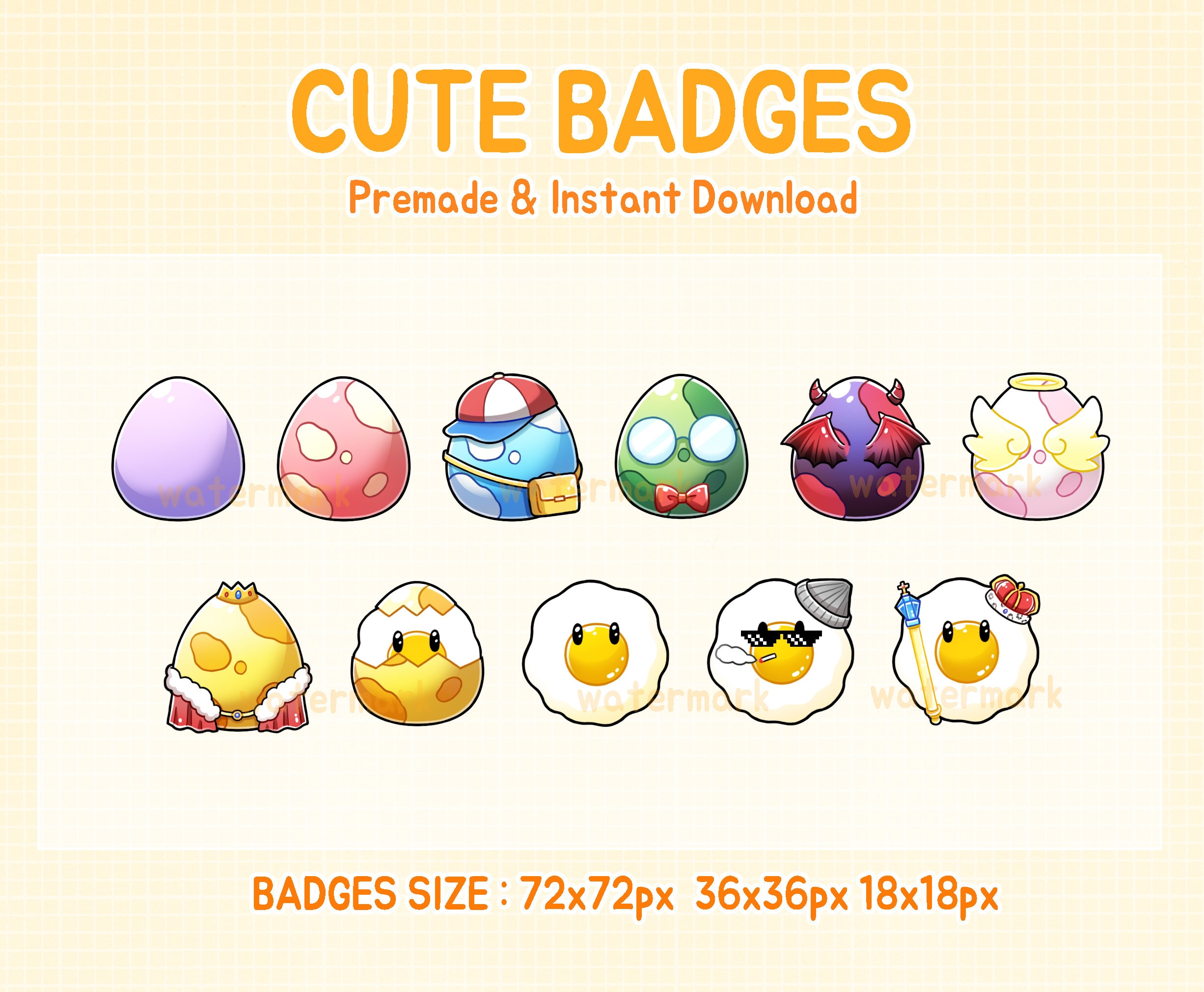 Twitch Cute Egg Badges, Bit Sub Badge. - Etsy
