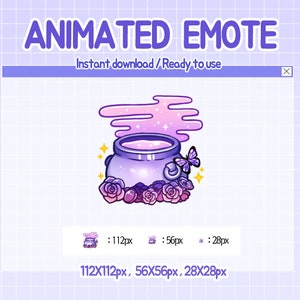 Animated twitch emotes cute magic witch halloween.