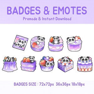 Insignias de Twitch subinsignia de bit de pastel de panda púrpura.