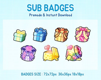 I badge Twitch presentano una scatola regalo con badge abbonamento (download digitale)