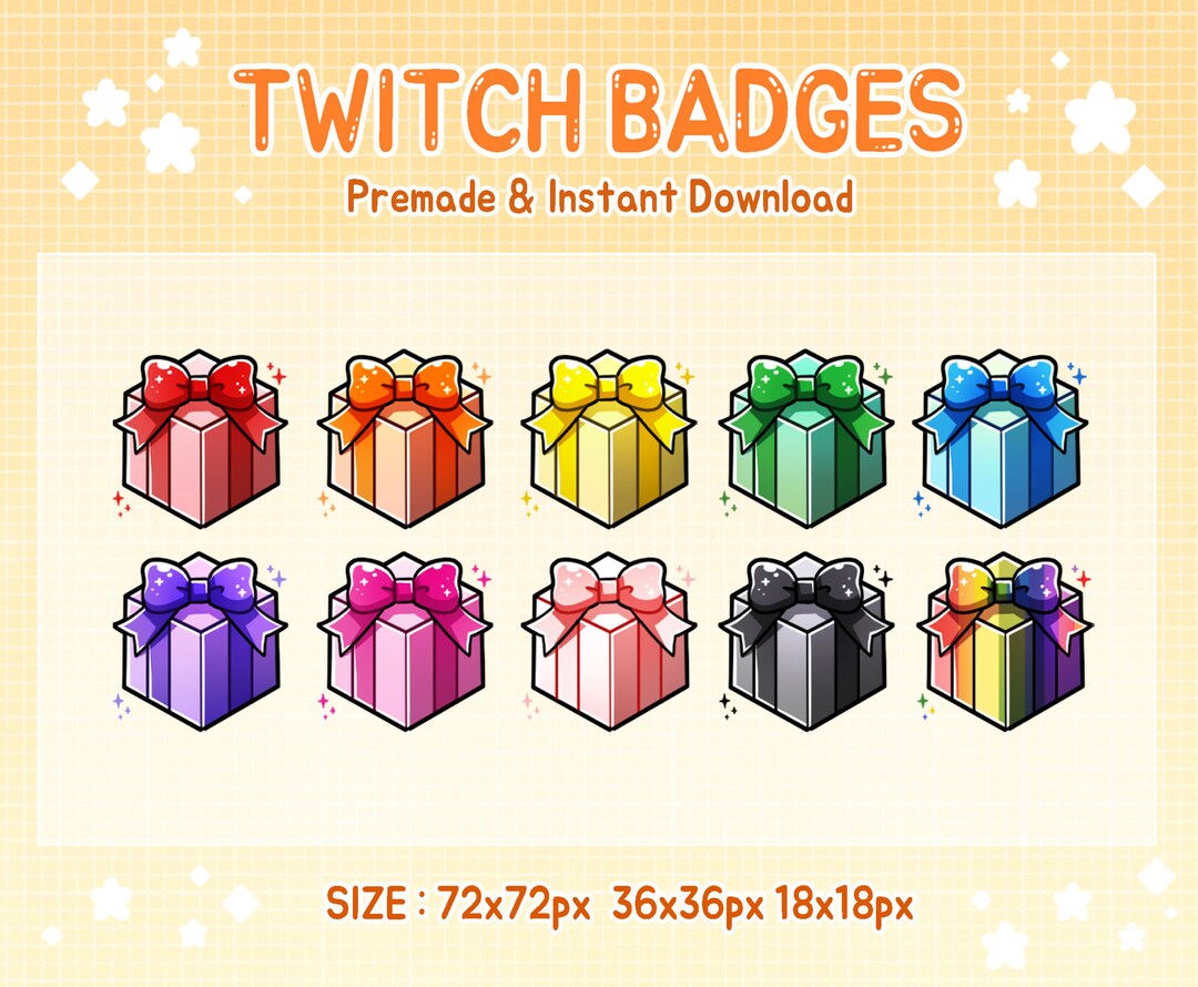Twitch Badges / Present Gift Box Cute Sub Badge. Etsy