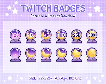 Twitch badges witchy crystal ball moon sub badge (digital download)