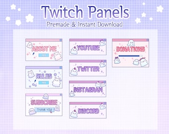Twitch panel purple pink kawaii anime ghost panels (digital download)