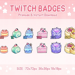 Cute cake bit twtich sub badges for stream. image 1
