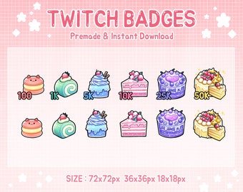 Twitch badge cake bit sub badges for stream (Digital Download)