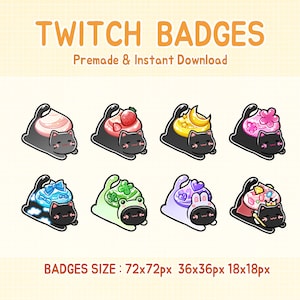 Twitch badges black cute cat.