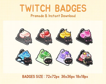 Twitch badges black cat for stream sub bit (digital download)