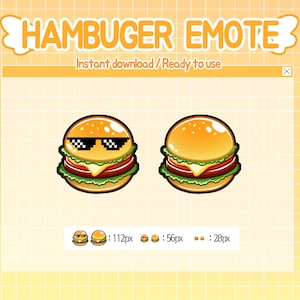Hamburger with sunglasses twitch emotes channel point.