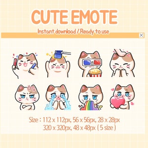Cute cat twitch emotes, kawaii neko discord stickers.