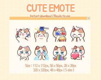 Twitch emote anime cat kawaii neko discord stickers (digital download)