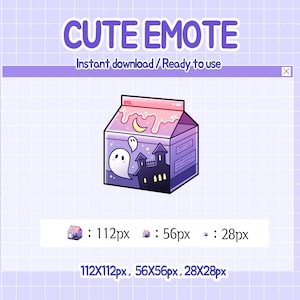 Twitch-emotes, halloween-emotes, schattige ghost milk box-emote.