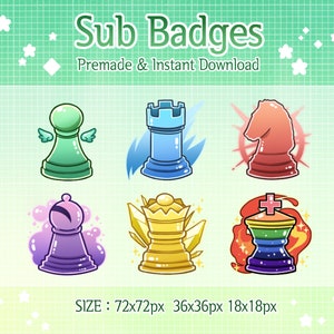 Twitch badges magic chess pieces, bit badges.