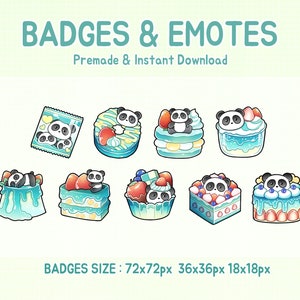 Insignias de Twitch, insignias de bits de Cute Panda, subinsignias kawaii.