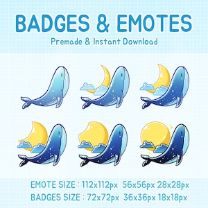 Twitch badges and emotes moon whale.
