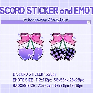 Channel point twitch cherry heart emotes discord sticker.