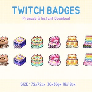 Twitch badges cute cake stream bit badge.