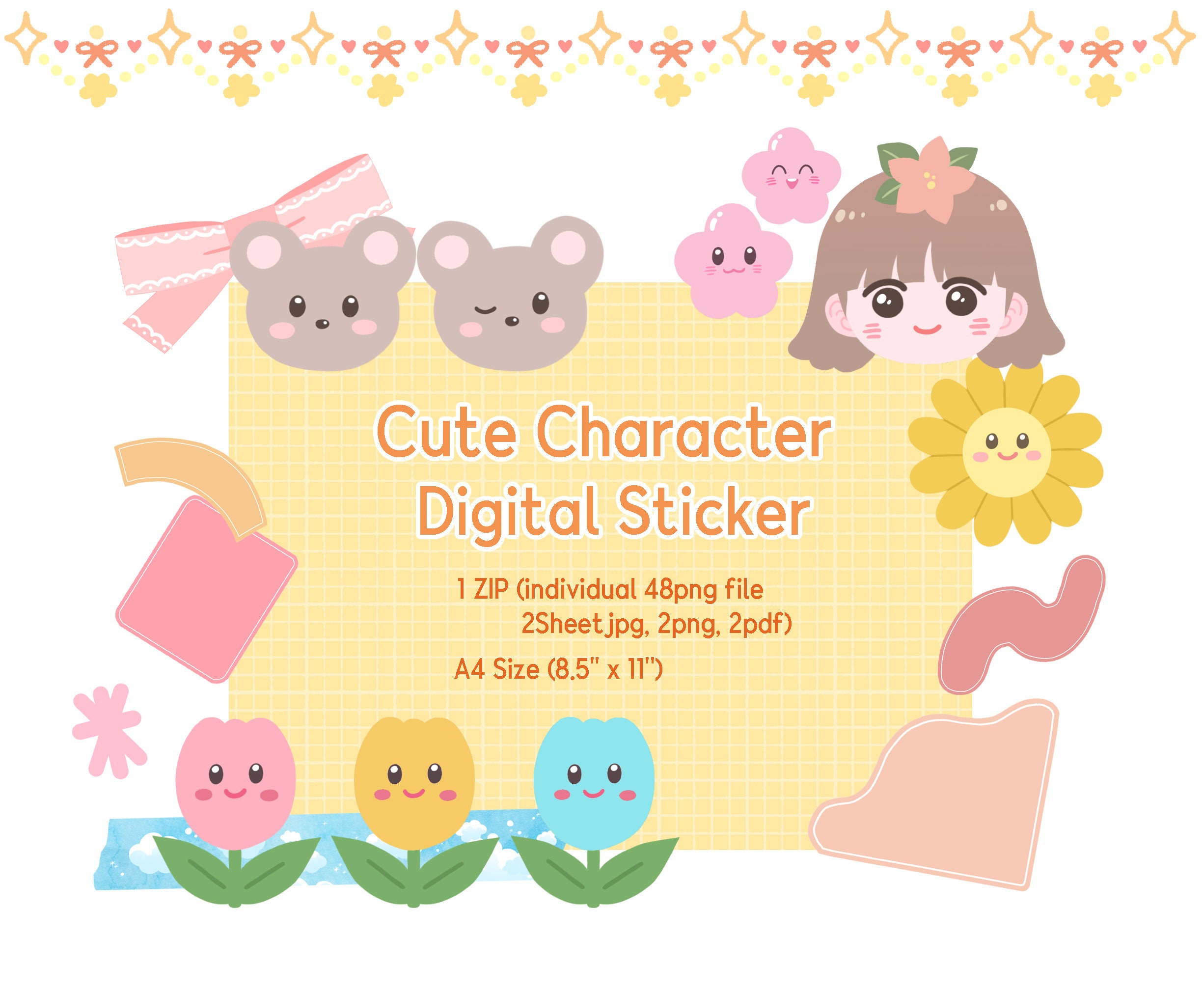 kawaii anime character digital stickers etsy