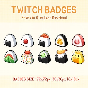 Twitch badges japan food onigiri rice sub badge (digital download)