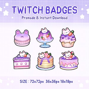 Twitch badges cute purple rabbit cake.
