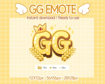 Twitch emote good game GG text badge (Digital Download)