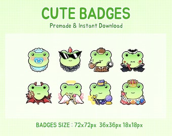 Twitch badge anime frog kawaii animal sub badges (digital download)