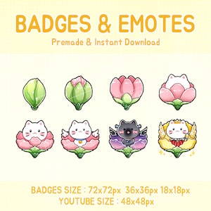 Leuke Twitch-badges bloemkat sub-badge, bit-badges.