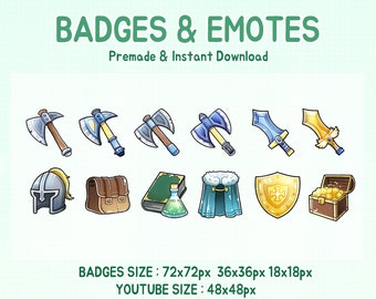 Twitch badges RPG game weapon fantasy icon sub badge (digital download)