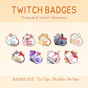 Twitch badges cute sleeping cat sub badge bit.