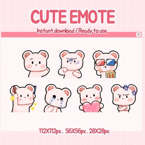 Twitch emotes, Kawaii bear emote, cute discord emote.
