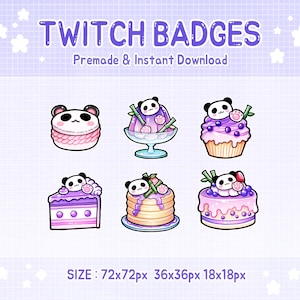 Insignias de Twitch linda insignia de flujo de pastel de panda.