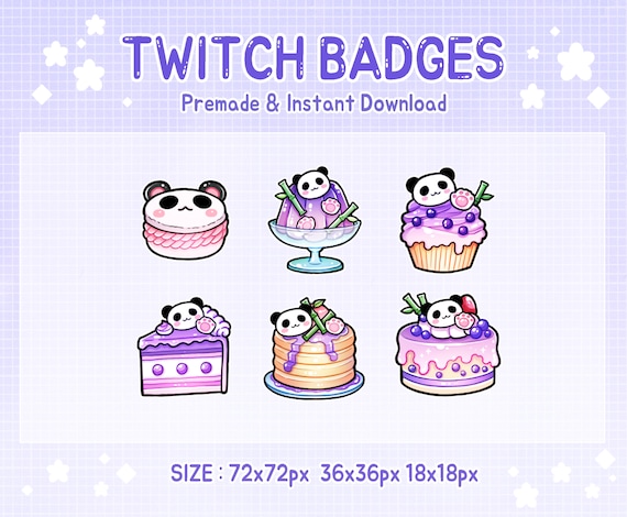 Twitch badges purple panda cake stream badge (digital download)