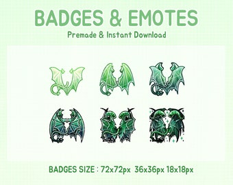 Green Devil Wing Twitch Badges: Streamer Sub/Bit Badges (Digital Download)