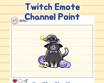 Spooky witch cat emote kawaii channel point (digital download)