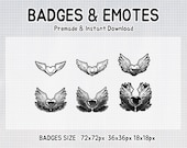 Black angel wing twitch badges sub stream badge (digital download)