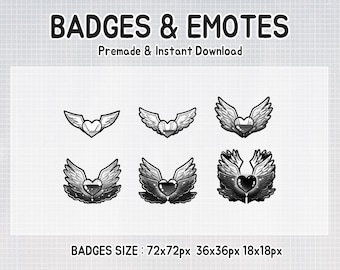 Black angel wing twitch badges sub stream badge (digital download)