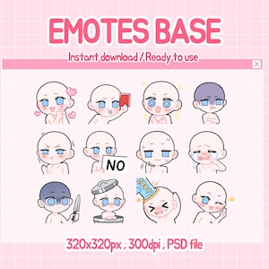 Chibi emotes base, twitch emotes, diy cute emotes.